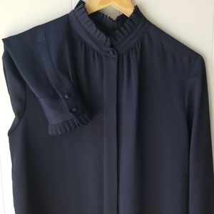 Ann Taylor Navy Blue button down blouse Medium